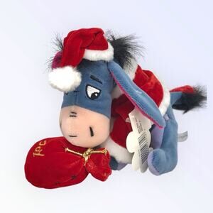 Disney NWT Eeyore Santa Mini Beanie Bag Vintage 2000 Christmas Toy Decor